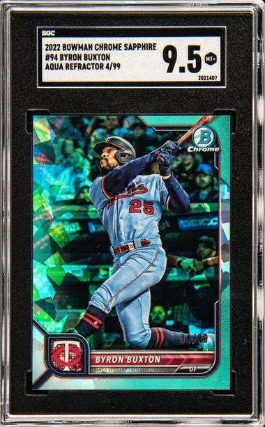 2022 Bowman Chrome Sapphire Byron Buxton Edition Orange Refractor #94 card image