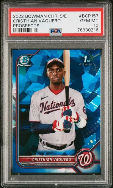 2022 Bowman Chrome Sapphire Cristhian Vaquero Edition Prospects #BCP157 card image