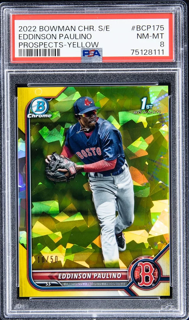 2022 Bowman Chrome Sapphire Eddison Paulino Prospects - Yellow #BCP175 card image