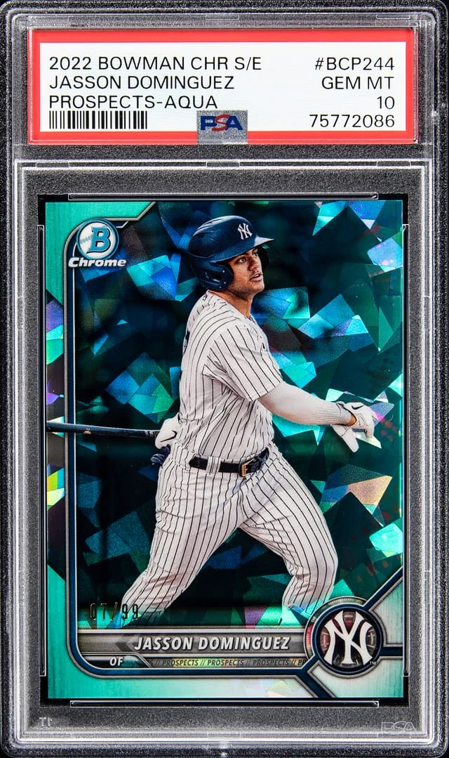 2022 Bowman Chrome Sapphire Jasson Dominguez Prospects-Yellow #BCP244 card image