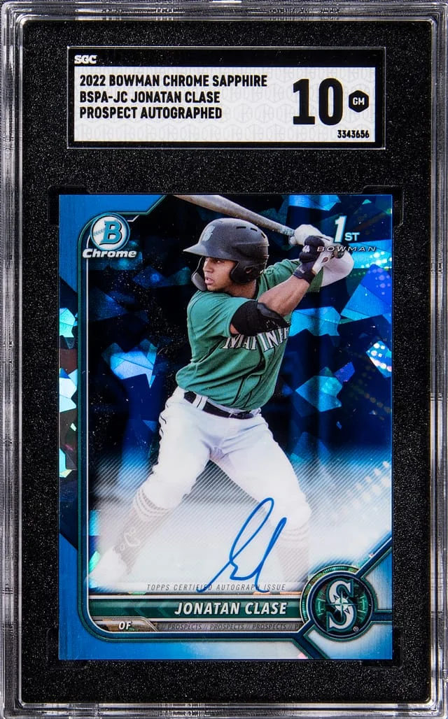 2022 Bowman Chrome Sapphire Jonatan Clase Prospect Autographs #BSPA-JC card image