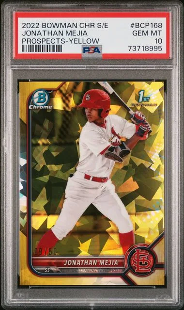 2022 Bowman Chrome Sapphire Jonathan Mejia Edition Prospects Yellow #BCP-168 card image