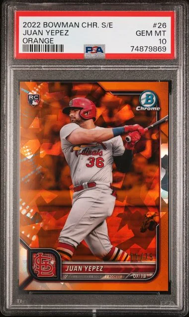 2022 Bowman Chrome Sapphire Juan Yepez Edition Purple Refractor #26 card image