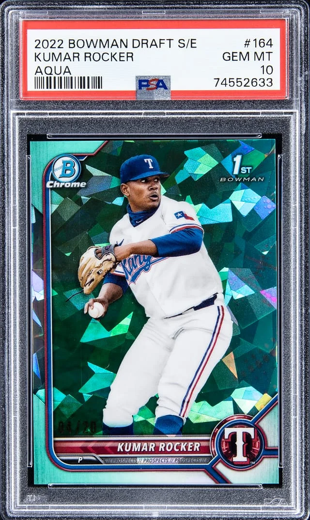 2022 Bowman Chrome Sapphire Kumar Rocker Aqua #164 card image