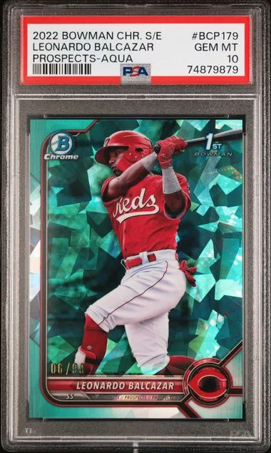 2022 Bowman Chrome Sapphire Leonardo Balcazar Edition Prospects Aqua #BCP179 card image