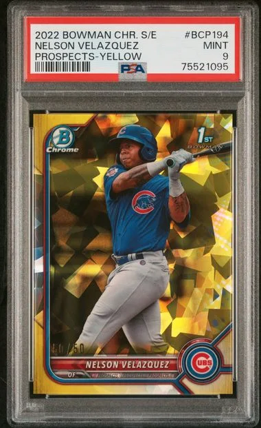2022 Bowman Chrome Sapphire Nelson Velazquez Edition Prospects Yellow #BCP194 card image