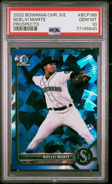 2022 Bowman Chrome Sapphire Noelvi Marte Edition Prospects #BCP186 card image