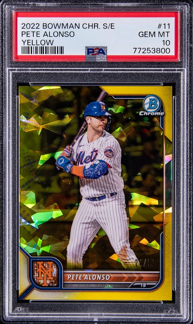 2022 Bowman Chrome Sapphire Pete Alonso Edition Yellow #11 card image