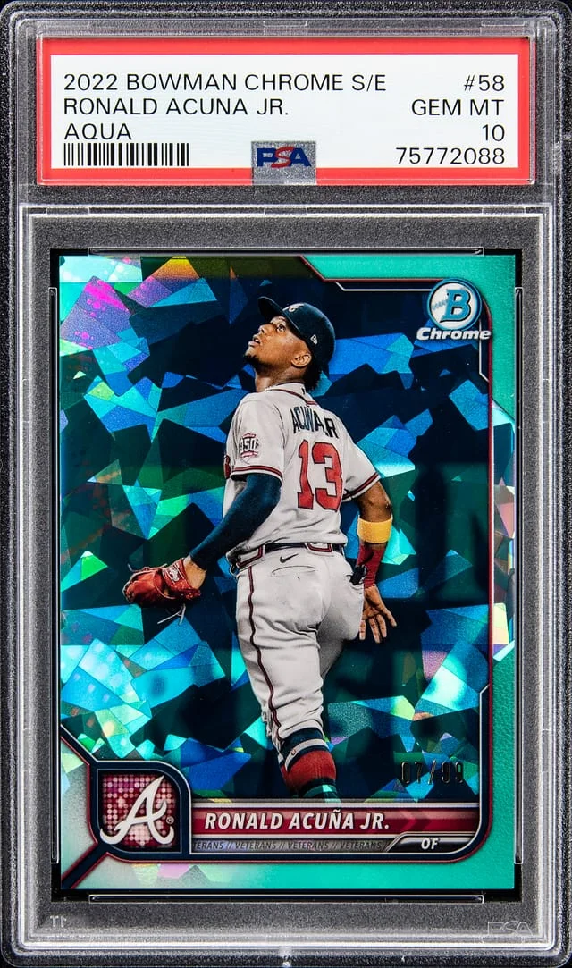 2022 Bowman Chrome Sapphire Ronald Acuna Jr. Edition Aqua #58 card image