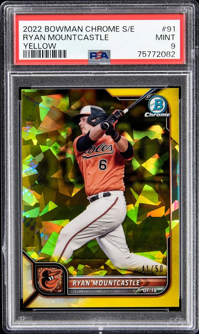2022 Bowman Chrome Sapphire Ryan Mountcastle Edition Yellow #91 card image