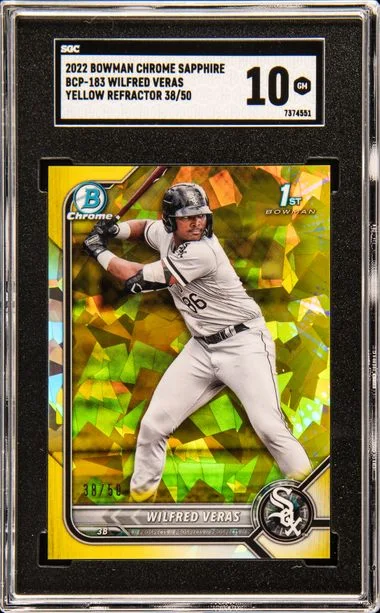 2022 Bowman Chrome Sapphire Wilfred Veras Edition Yellow Refractor #BCP-183 card image