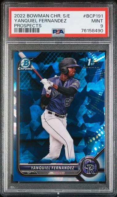 2022 Bowman Chrome Sapphire Yanquiel Fernandez Edition Prospects #BCP-191 card image