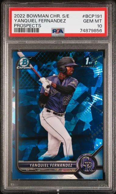 2022 Bowman Chrome Sapphire Yanquiel Fernandez Edition Prospects #BCP191 card image