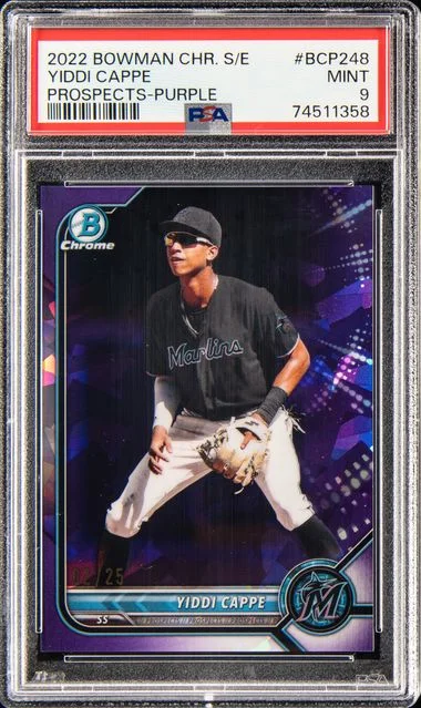 2022 Bowman Chrome Sapphire Yiddi Cappe Edition Prospects Purple #BCP-248 card image