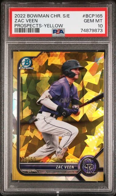 2022 Bowman Chrome Sapphire Zac Veen Edition Prospects Yellow #BCP165 card image