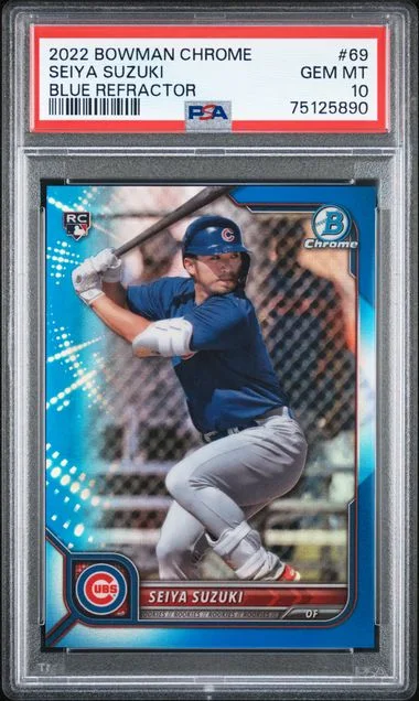 2022 Bowman Chrome Seiya Suzuki Blue Refractor #69 card image