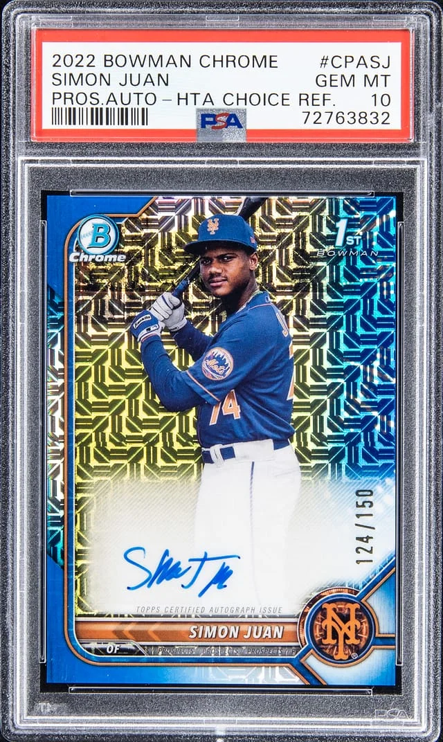 2022 Bowman Chrome Simon Juan Prospect Prospect Autograph - HTA Choice Refractor #CPASJ card image
