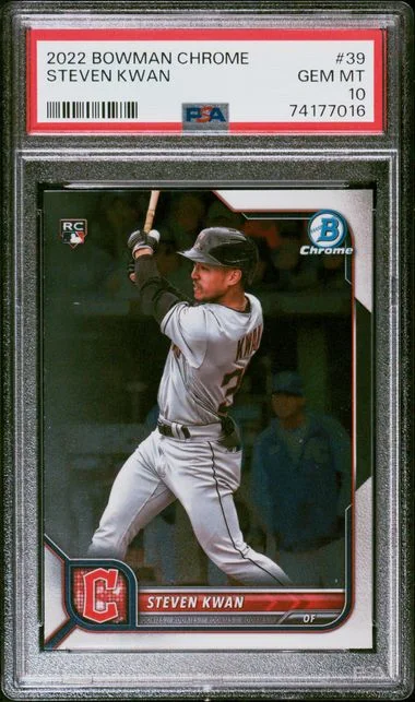 2022 Bowman Chrome Steven Kwan Green Refractor #39 card image
