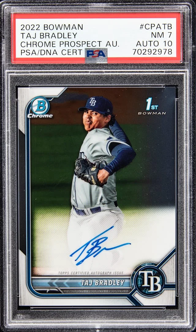 2022 Bowman Chrome Taj Bradley Prospect Autographs #CPATB card image