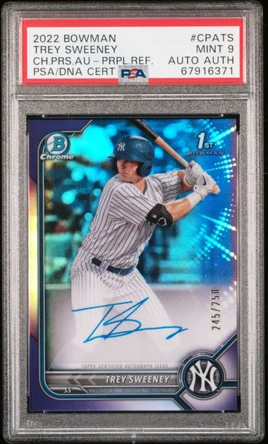 2022 Bowman Chrome Trey Sweeney Prospect Autographs Purple Refractor #CPA-TS card image