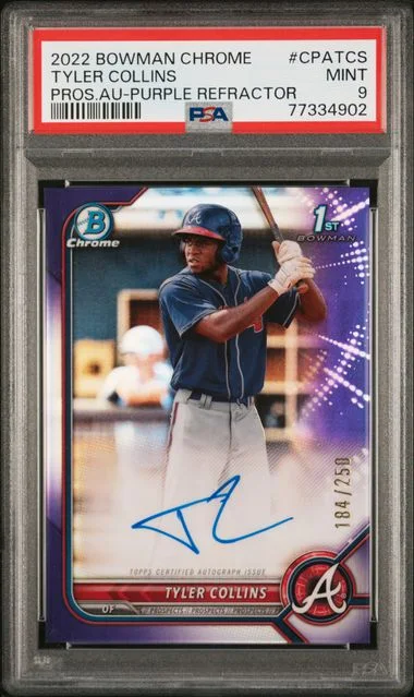 2022 Bowman Chrome Tyler Collins Prospect Autographs Purple Refractor #CPA-TCS card image