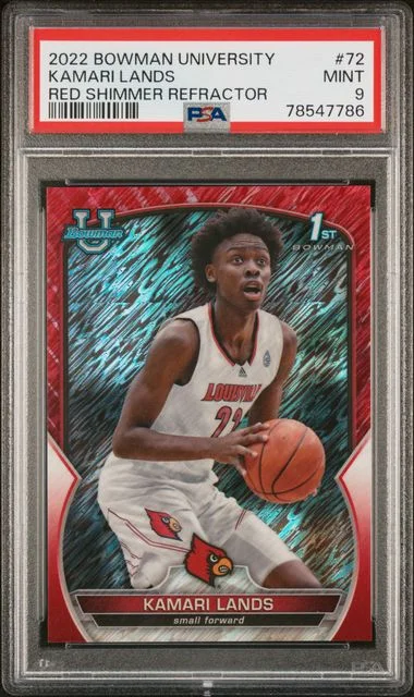2022 Bowman Chrome University Kamari Lands Red Shimmer Refractor #72 card image