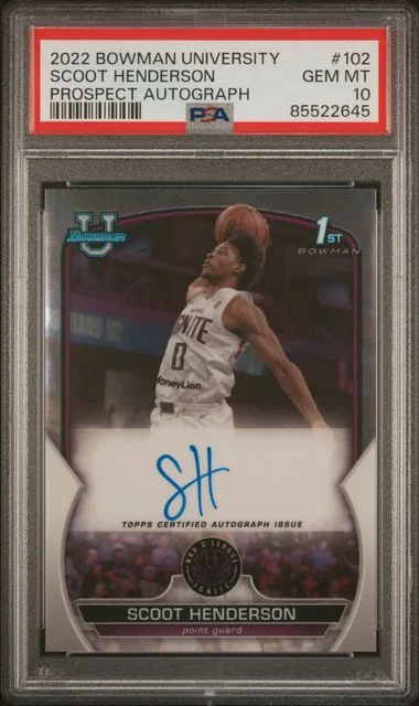 2022 Bowman Chrome University Scoot Henderson Prospect Autograph #102 card image