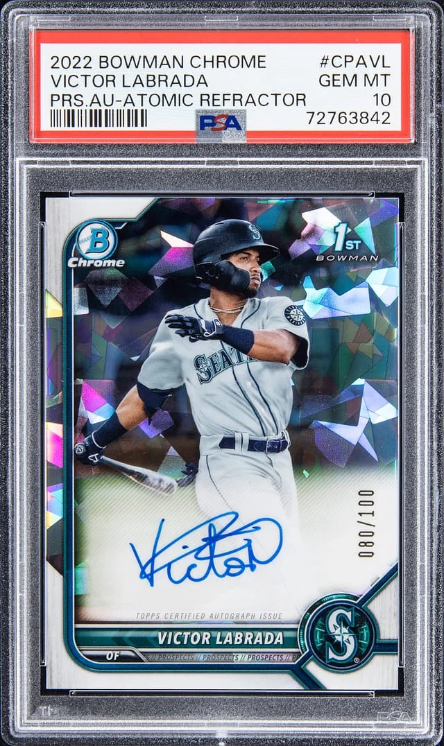 2022 Bowman Chrome Victor Labrada Prospect Autograph - Atomic Refractor Autograph #CPAVL card image