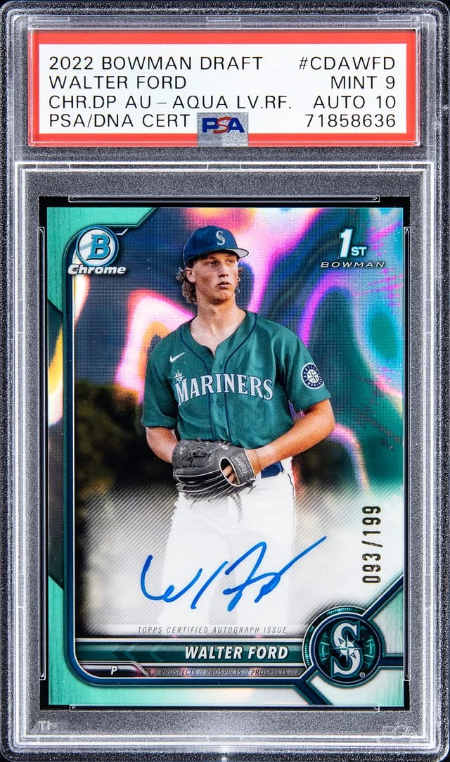 2022 Bowman Chrome Walter Ford Pick Autographs Aqua Lava Refractor #CDWFD card image