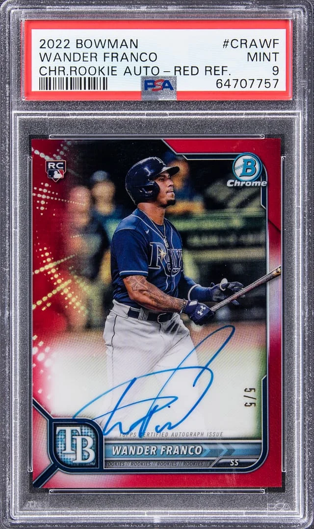 2022 Bowman Chrome Wander Franco Autographs Red Refractor #CRA-WF card image