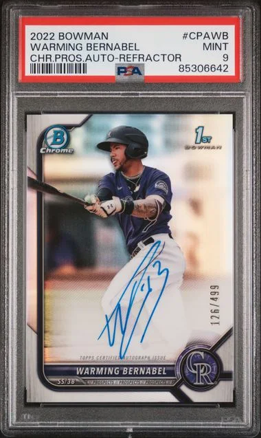 2022 Bowman Chrome Warming Bernabel Prospect Autographs Refractor #CPA-WB card image