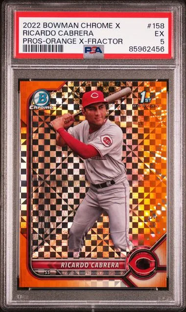 2022 Bowman Chrome X Ricardo Cabrera Prospects Orange X-Fractor #158 card image