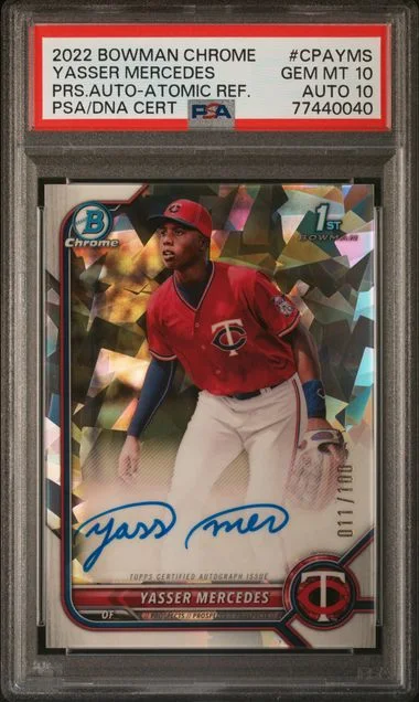 2022 Bowman Chrome Yasser Mercedes Prospect Autographs Atomic Refractor #CPA-YMS card image