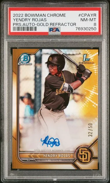 2022 Bowman Chrome Yendry Rojas Prospect Autographs Atomic Refractor #CPAYR card image