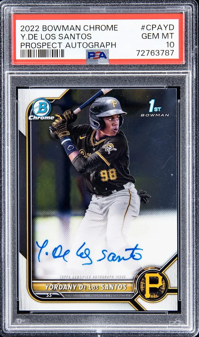 2022 Bowman Chrome Yordany De Los Santos Prospect Autograph #CPAYD card image