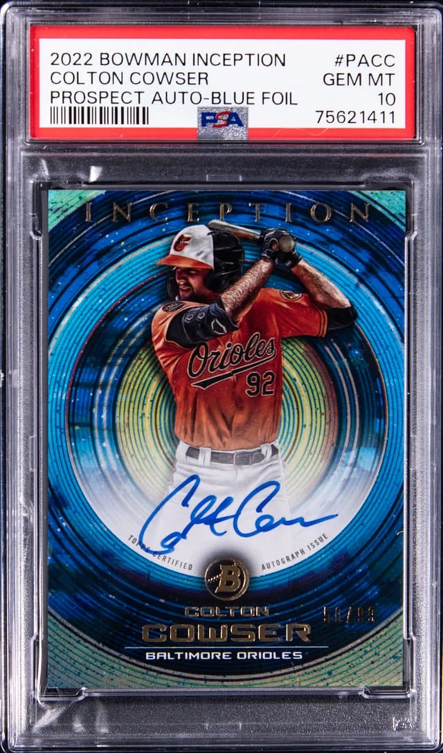 2022 Bowman Colton Cowser Inception Prospect Auto-Blue Foil #PACC card image