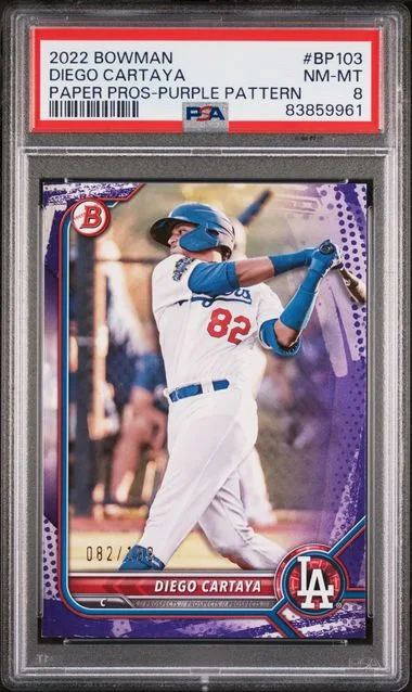 2022 Bowman Diego Cartaya Paper Prospects Purple Pattern #BP103 card image