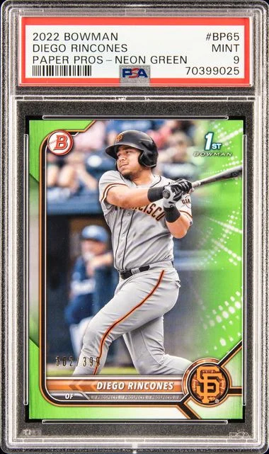 2022 Bowman Diego Rincones Paper Prospects Neon Green #Bp65 card image