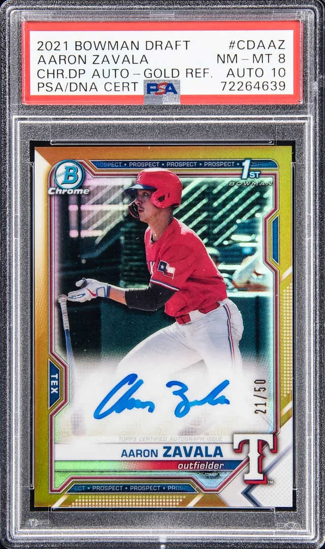 2022 Bowman Draft Aaron Zavala Chrome Draft Picks Autograph Gold Refractor #CDA-AZ card image