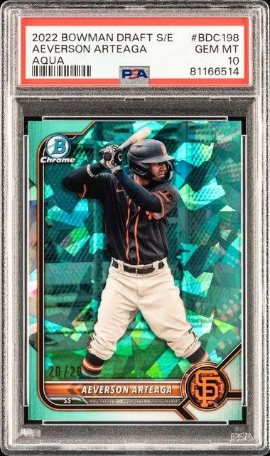 2022 Bowman Draft Aeverson Arteaga Chrome Sapphire Edition Aqua #BDC-198 card image