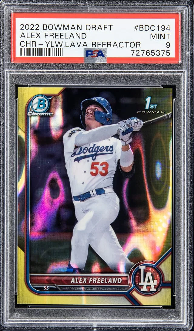 2022 Bowman Draft Alex Freeland Chrome Yellow Lava Refractor #BDC194 card image