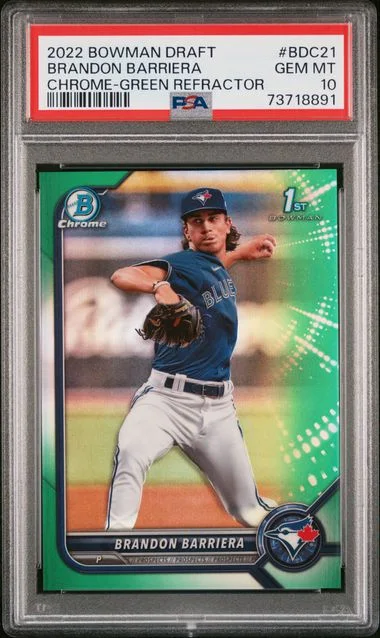 2022 Bowman Draft Brandon Barriera Chrome-Green Refractor #Bdc21 card image