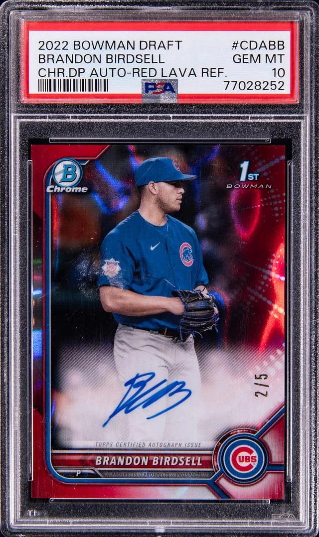 2022 Bowman Draft Brandon Birdsell Chrome Draft Picks Autograph Red Lava Refractor #CDA-BB card image