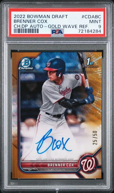 2022 Bowman Draft Brenner Cox Chrome Draft Pick Autographs Gold Wave Refractor #CDA-BC card image
