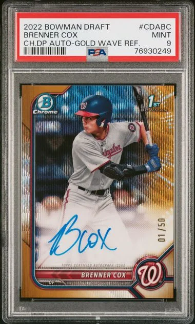 2022 Bowman Draft Brenner Cox Chrome Draft Pick Autographs #CDABC card image
