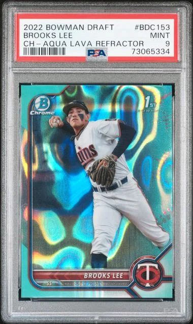 2022 Bowman Draft Brooks Lee Chrome-Aqua Lava Refractor #BDC53 card image