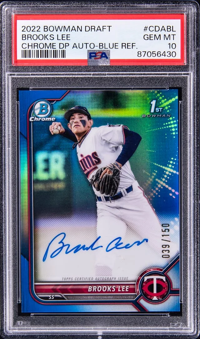 2022 Bowman Draft Brooks Lee Chrome Draft Picks Autograph-Blue Refractor #CDABL card image