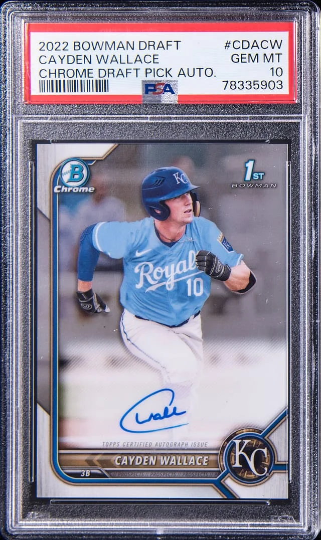 2022 Bowman Draft Cayden Wallace Chrome Draft Pick Autograph #CDACW card image