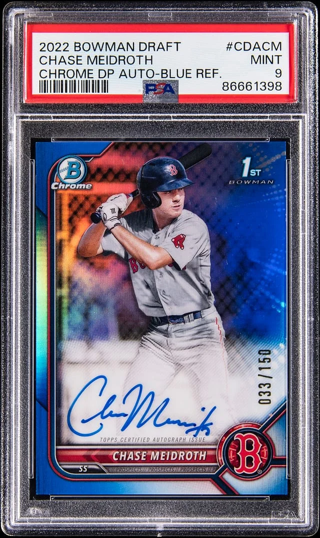 2022 Bowman Draft Chase Meidroth Chrome Draft Pick Autograph Gold Wave Refractor #CDA-CM card image