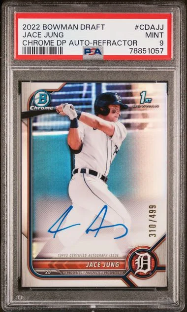 2022 Bowman Draft Chrome Draft Pick Autographs Refractor Cdajj Jace Jung #no-number card image